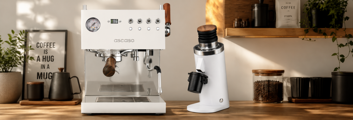 Ascaso Duo Pid Plus + DF64_biały_Coffee_corner Ascaso Duo Pid Plus + DF64_biały_Coffee_corner